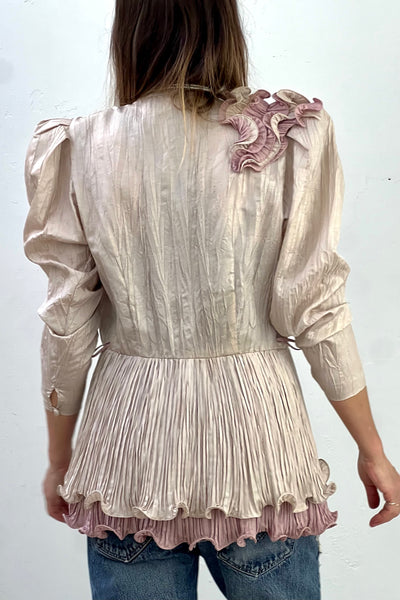 Jacket or Wrap Top Ruffle 80s Top Vintage