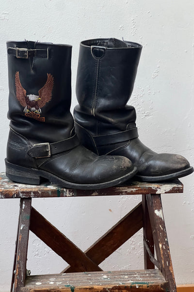 Vintage Harley Davidson Leather Biker Boots, view 2