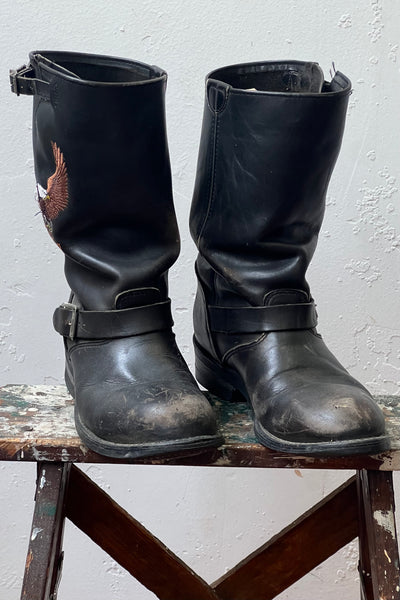 Vintage Harley Davidson Leather Biker Boots, view 3