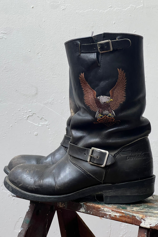 Vintage Harley Davidson Leather Biker Boots