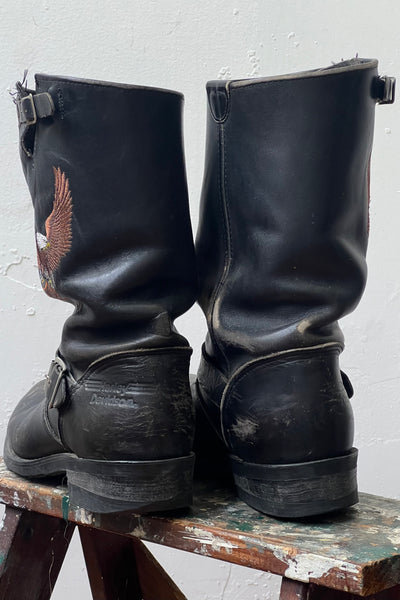 Vintage Harley Davidson Leather Biker Boots, view 4