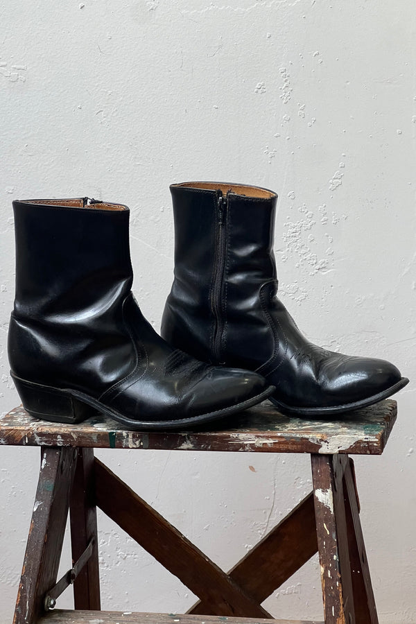 Vintage Cowboy Zip Up Leather Boots