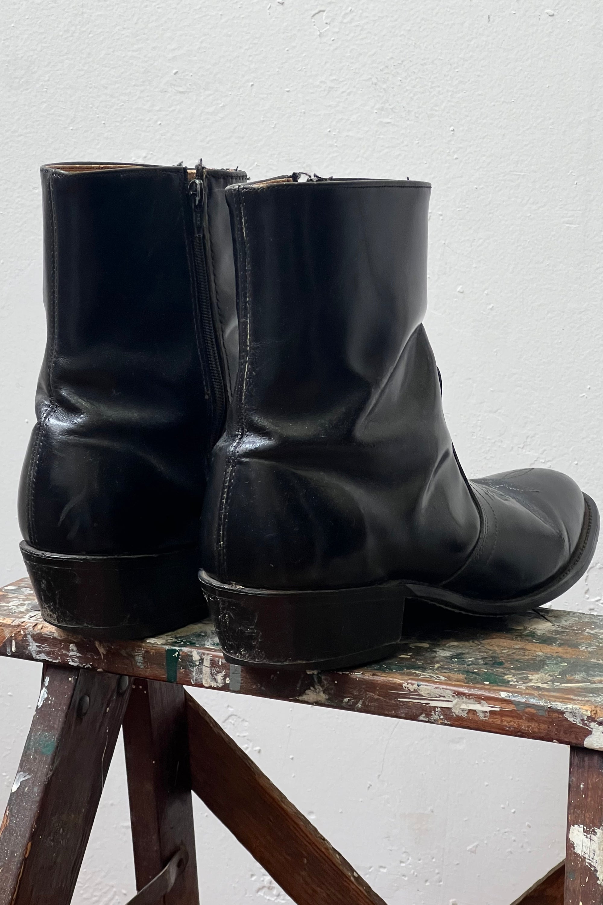 Vintage Cowboy Zip Up Leather Boots