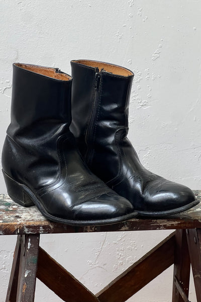Vintage Cowboy Zip Up Leather Boots, view 3