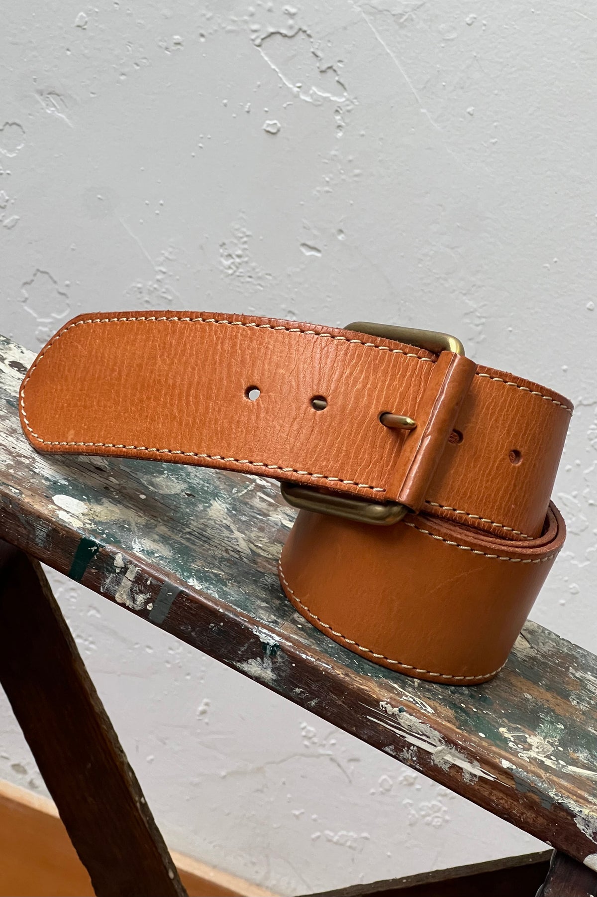 Vintage Leather Belt and Brass Buckle
