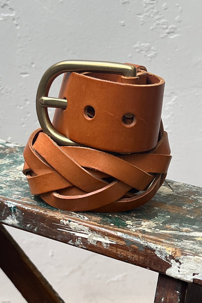Vintage DKNY Leather Belt and Brass Buckle, view 3