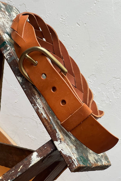 Vintage DKNY Leather Belt and Brass Buckle, view 2