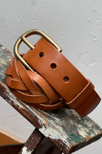 Vintage DKNY Leather Belt and Brass Buckle