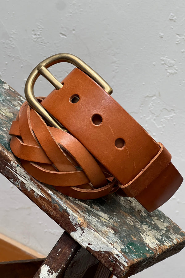 Vintage DKNY Leather Belt and Brass Buckle