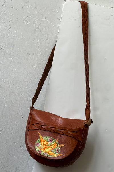 Anna Corinna Reworked Bird Patched Hippie Leather Bag