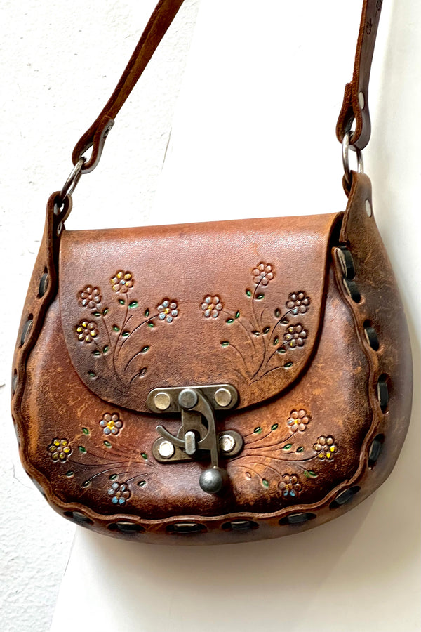 Vintage Hand Made Leather Hippie Demi Bag
