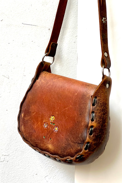 Vintage Hand Made Leather Hippie Demi Bag, view 3