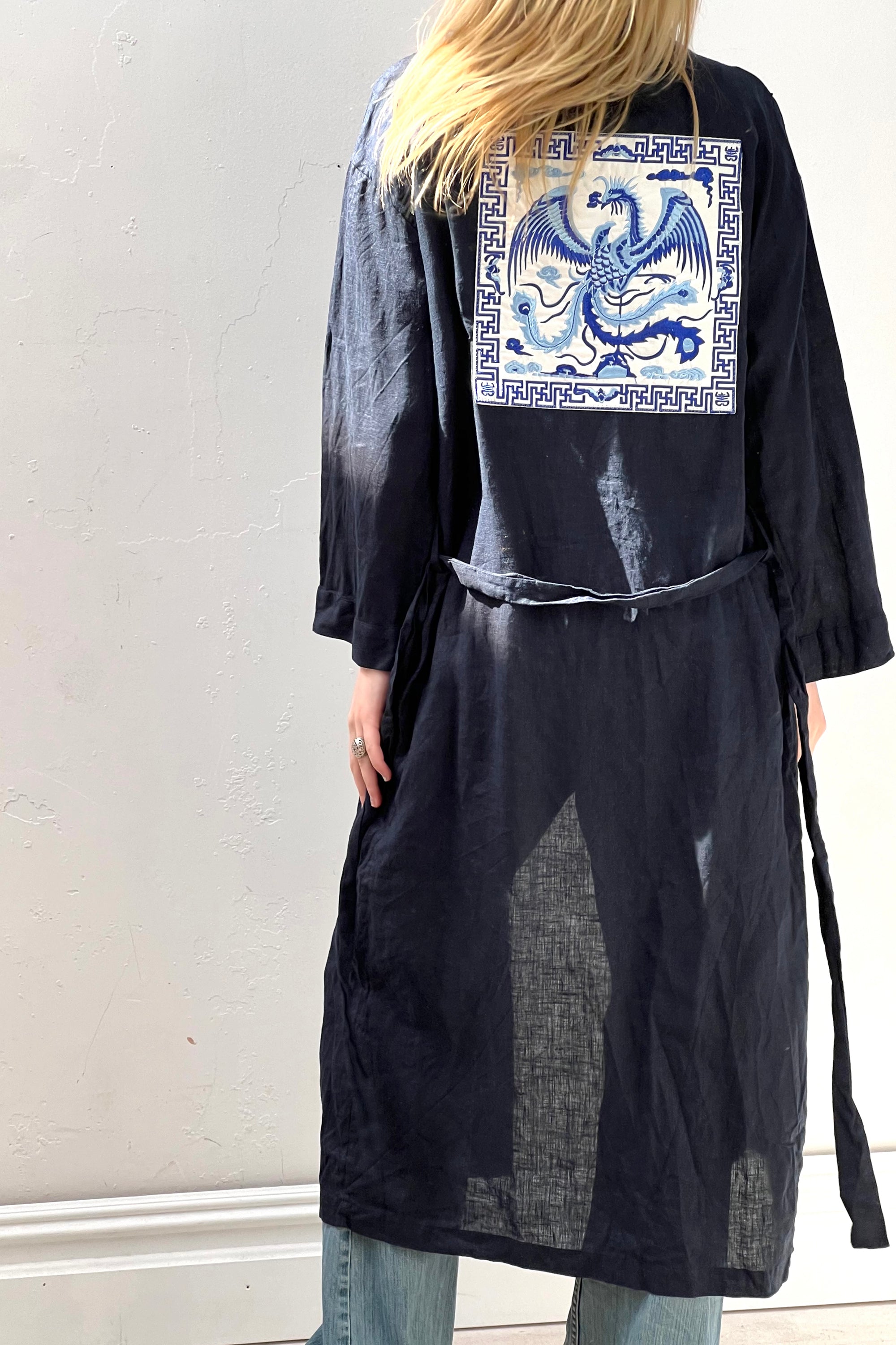 Anna Corinna Reworked Vintage Dragon Linen Kimono
