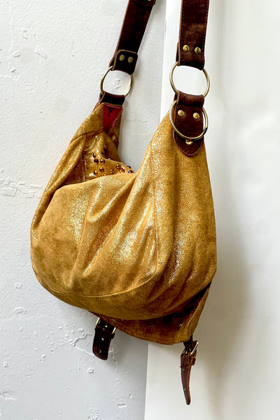 Vintage Betsey Johnson Golden Suede Bag, view 3
