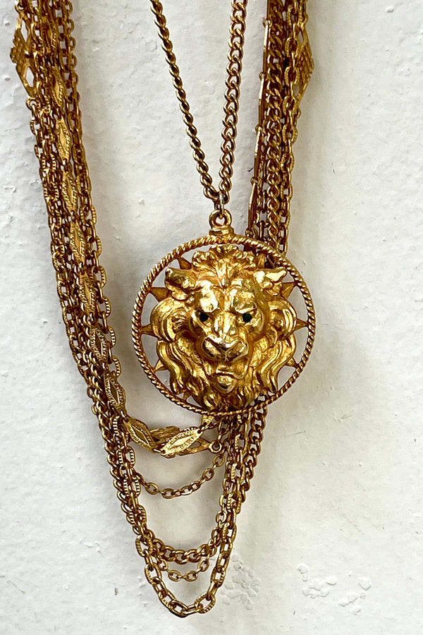 Vintage Layered Chain Lion Necklace