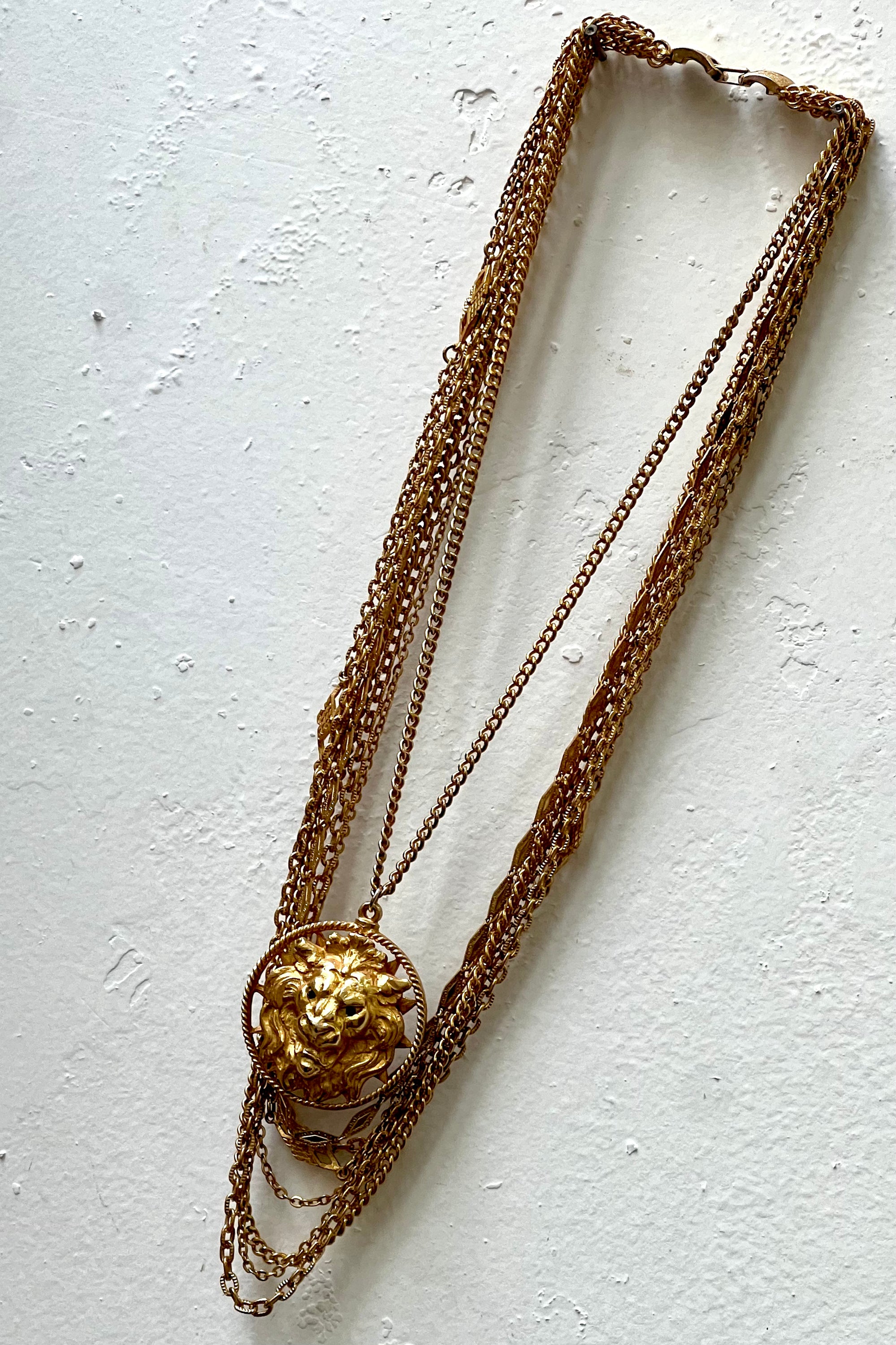 Vintage Layered Chain Lion Necklace