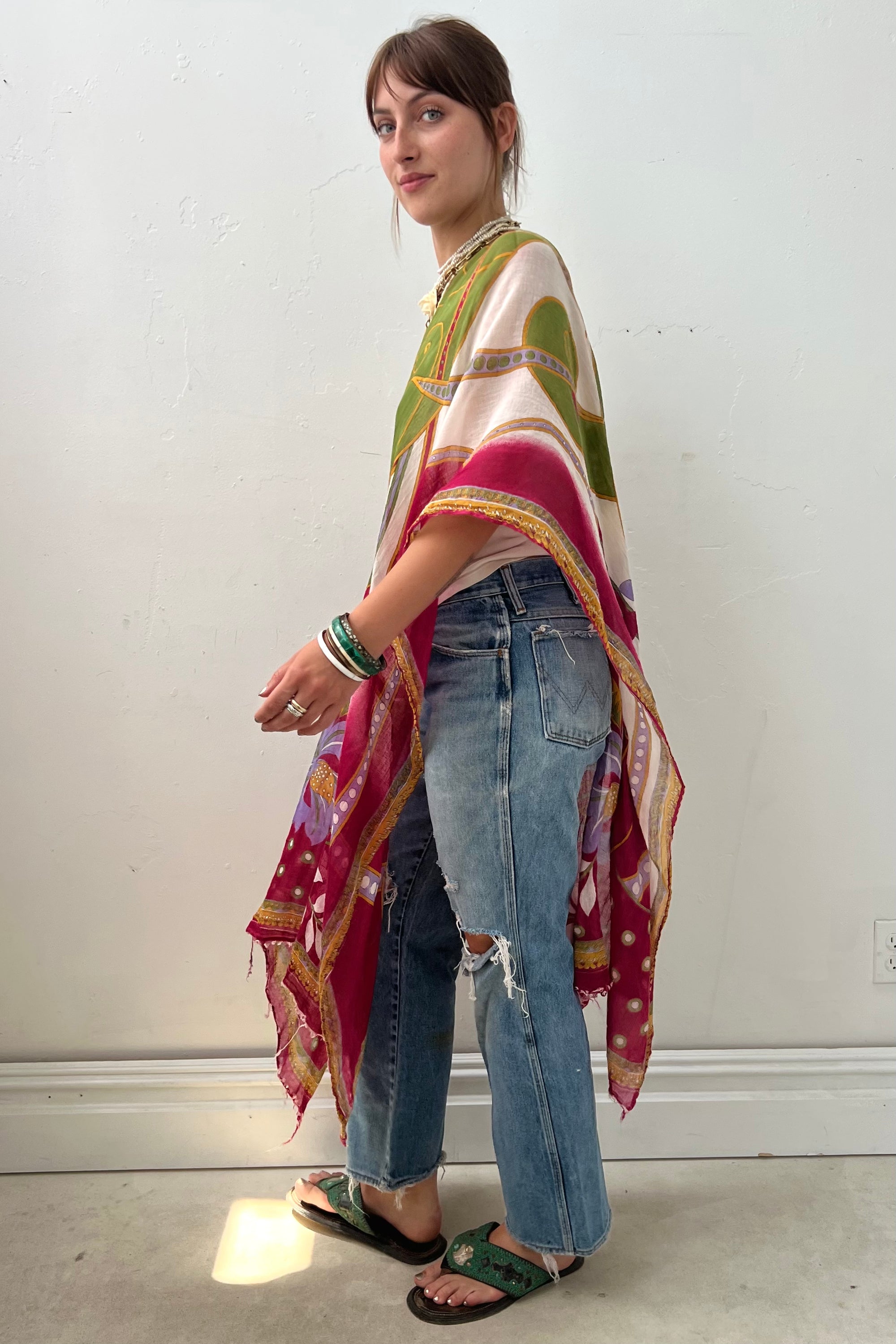 Anna Corinna Reworked Vintage Magenta Poncho Top, one size