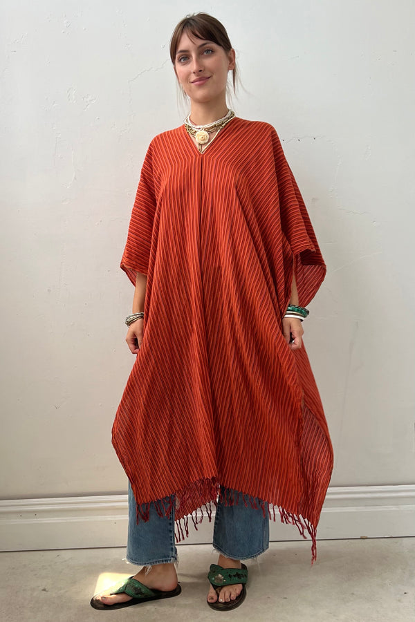 Anna Corinna Reworked Vintage Firey Maxi Poncho Top, one size