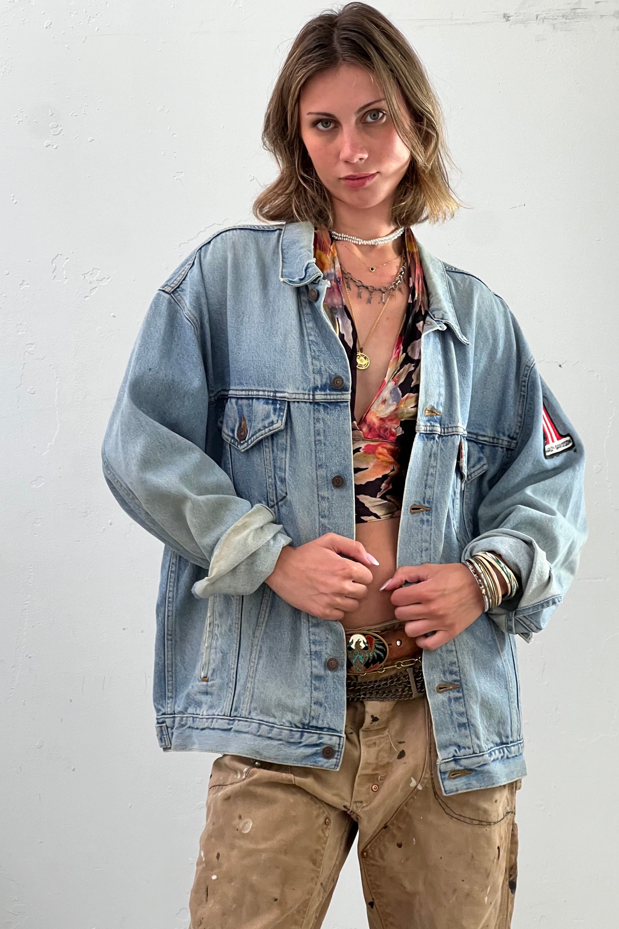 Vintage Levis Jean Jacket Harley Patched Selected by Anna Corinna