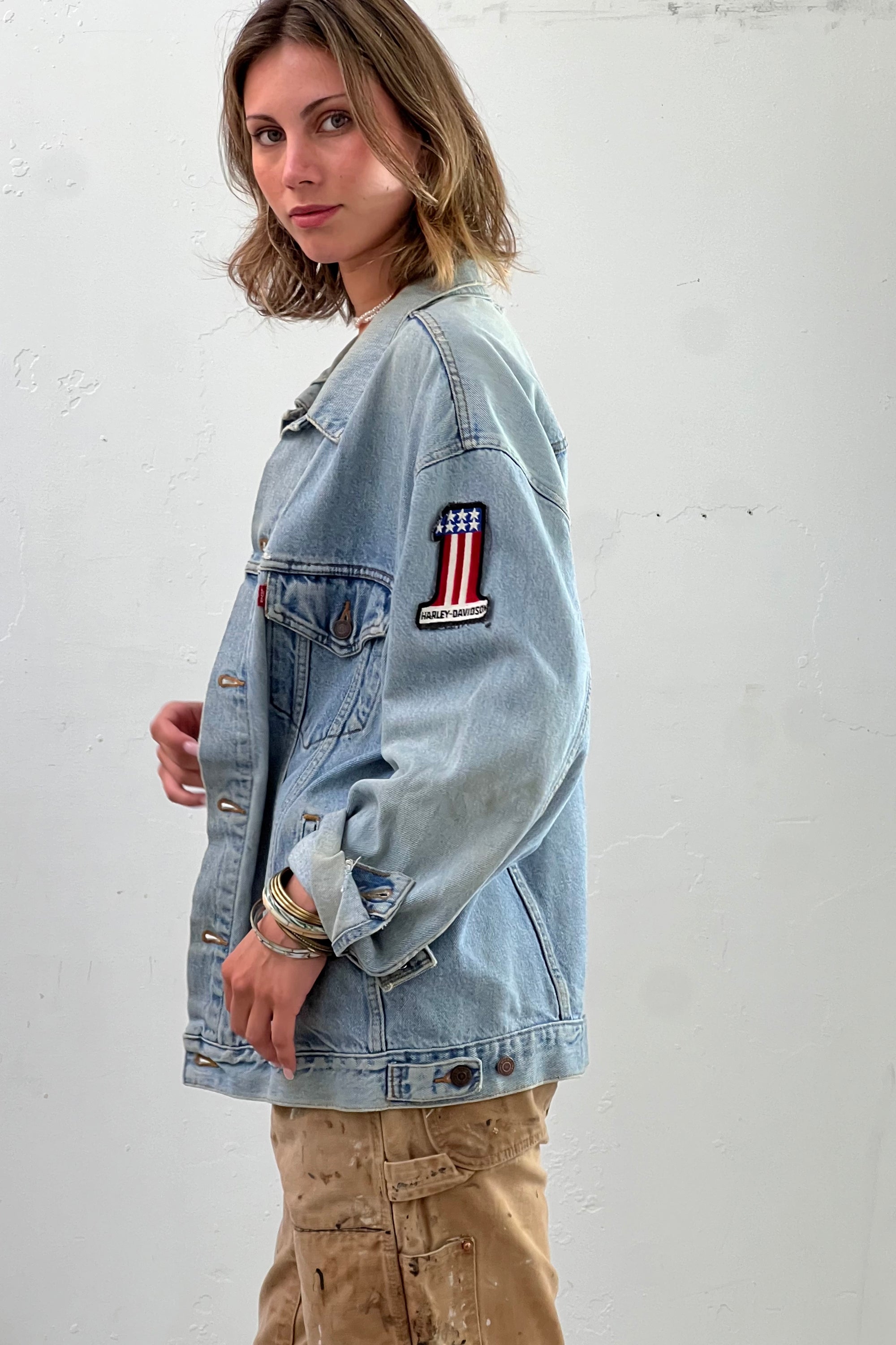 Vintage Levis Jean Jacket Harley Patched Selected by Anna Corinna