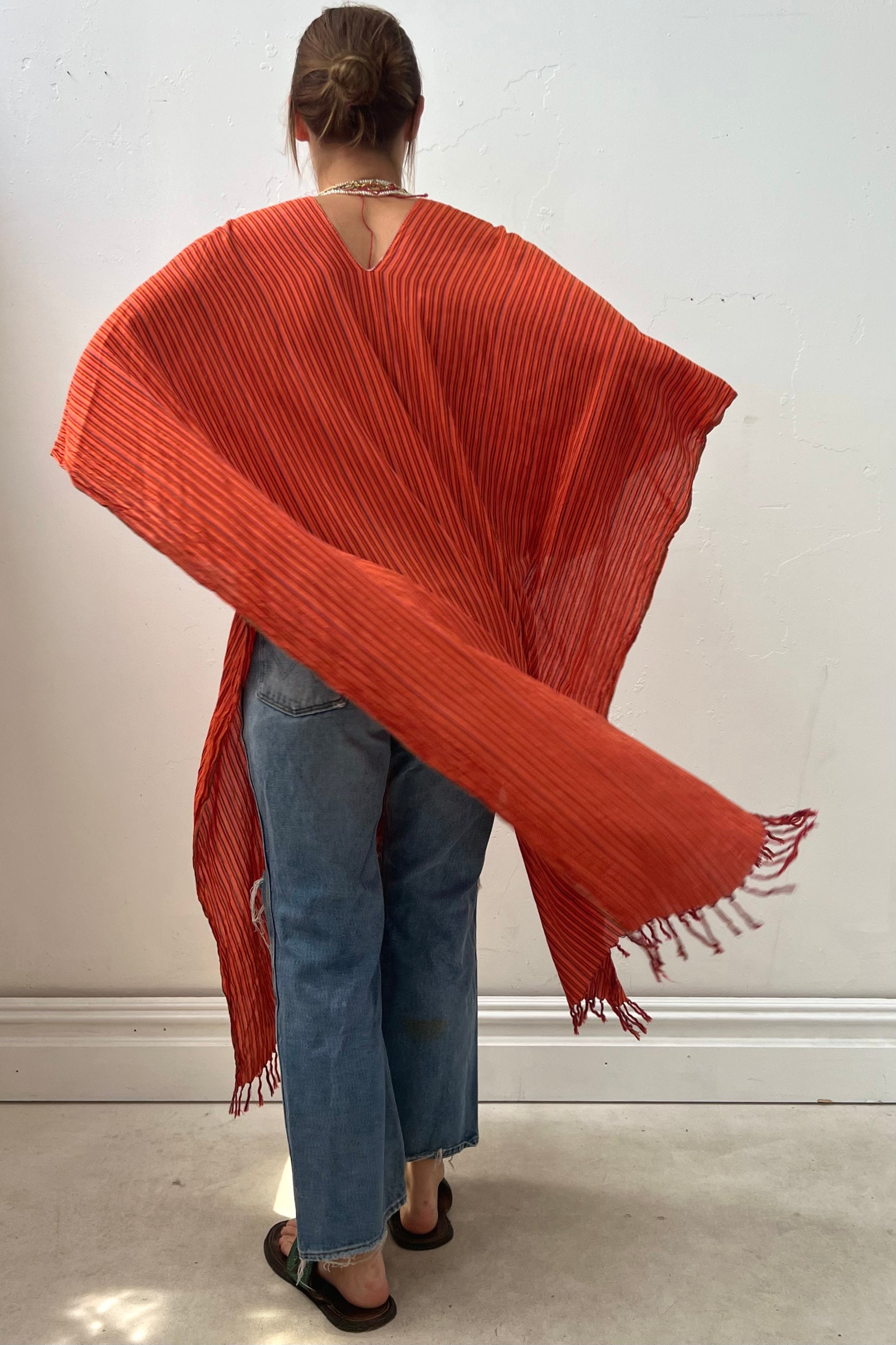 Anna Corinna Reworked Vintage Firey Maxi Poncho Top