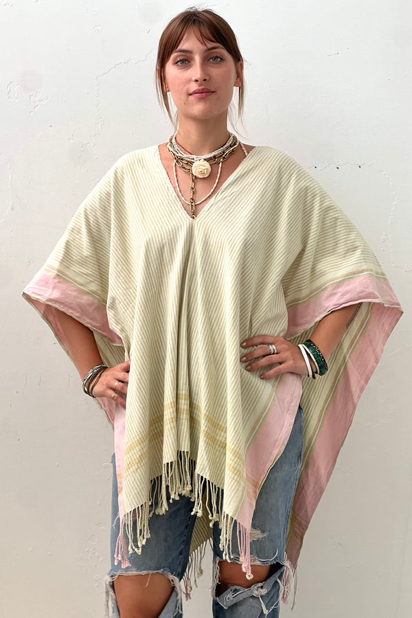 Anna Corinna Reworked Vintage Sweet Stripe Poncho Top, one size