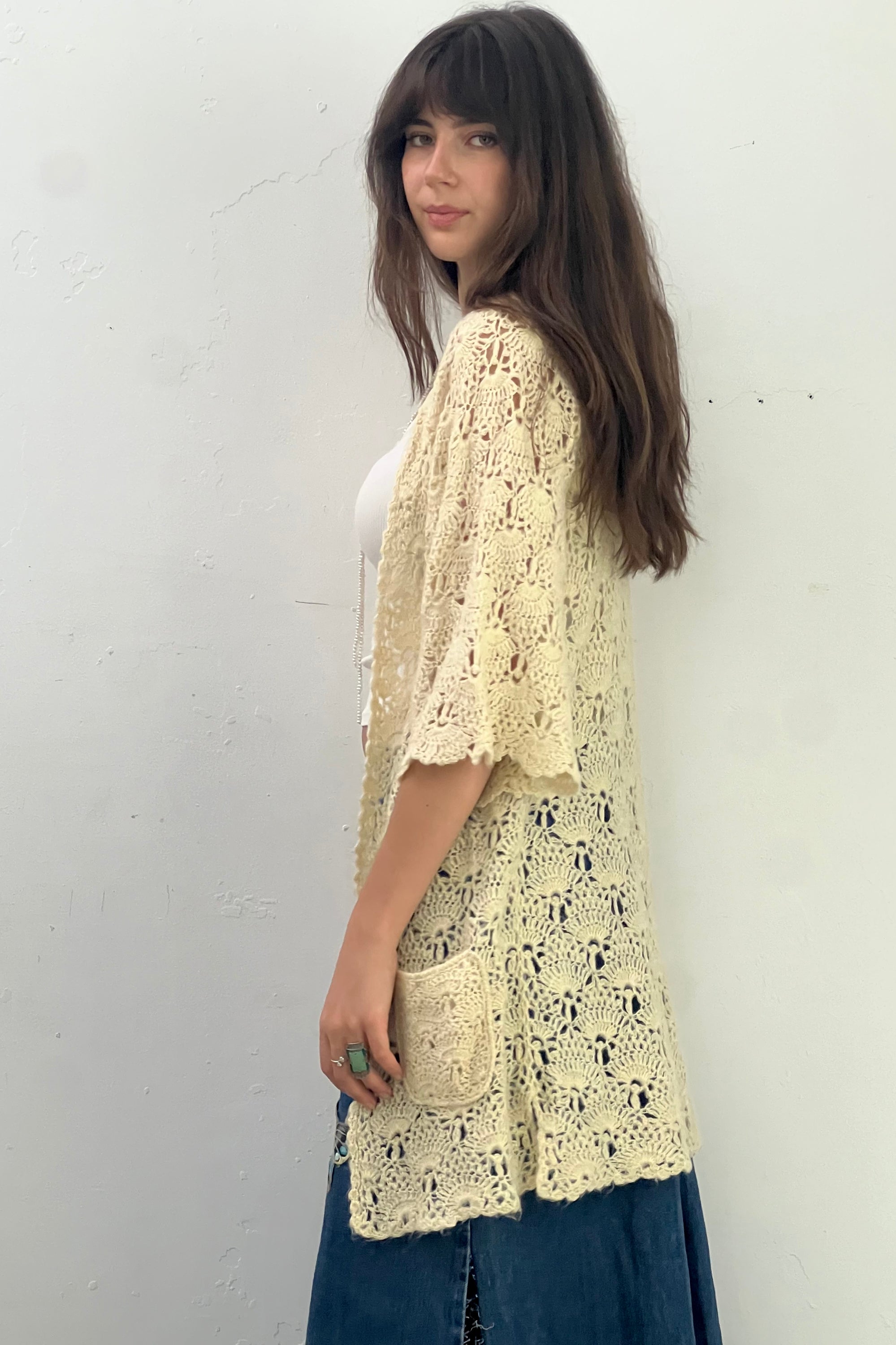 Vintage Lacy Knit Cardi Sweater Jacket Selected by Anna Corinna