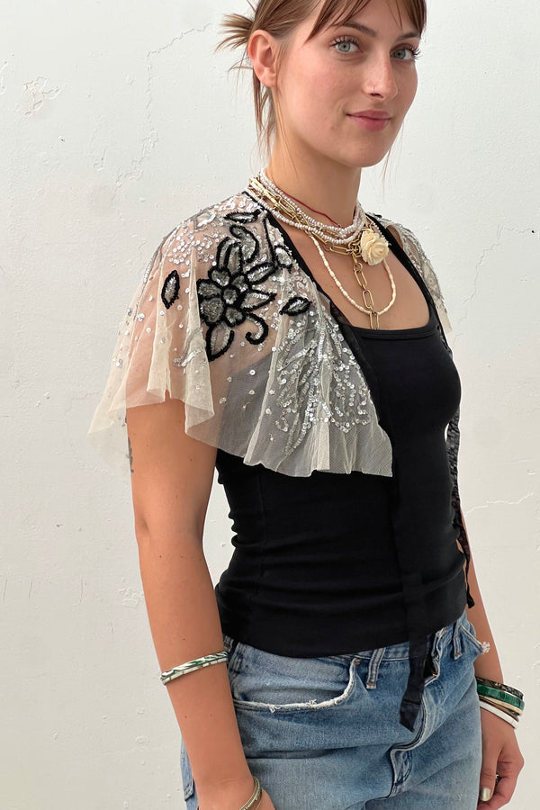 Vintage Sequin Capelette, one size