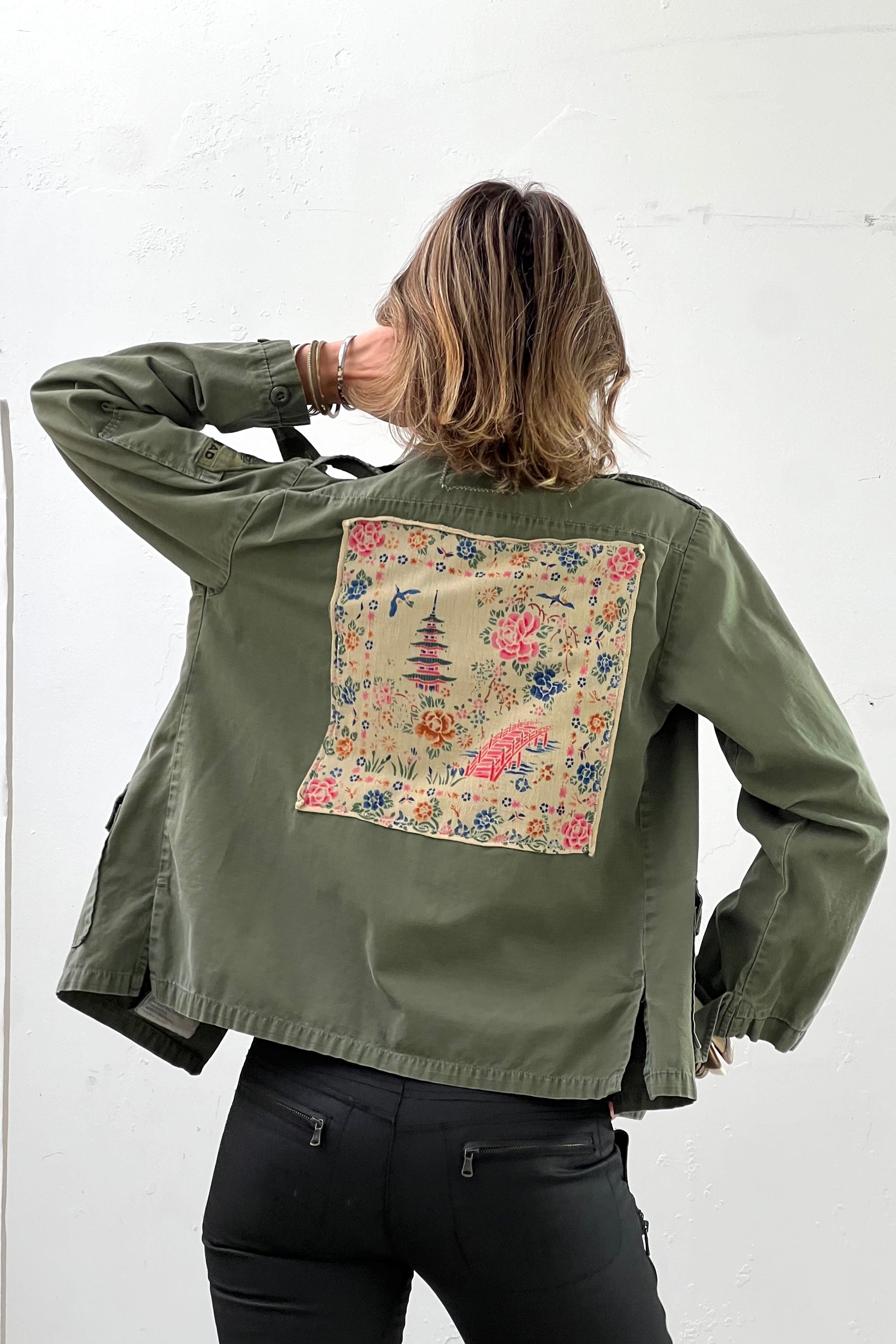 Anna Corinna Reworked Vintage Pretty Patch Army Shirt Jacket