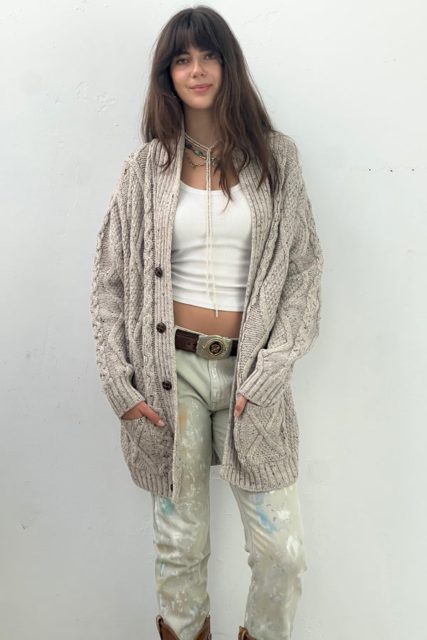 Vintage Irish Wool Cardigan, Merino Wool