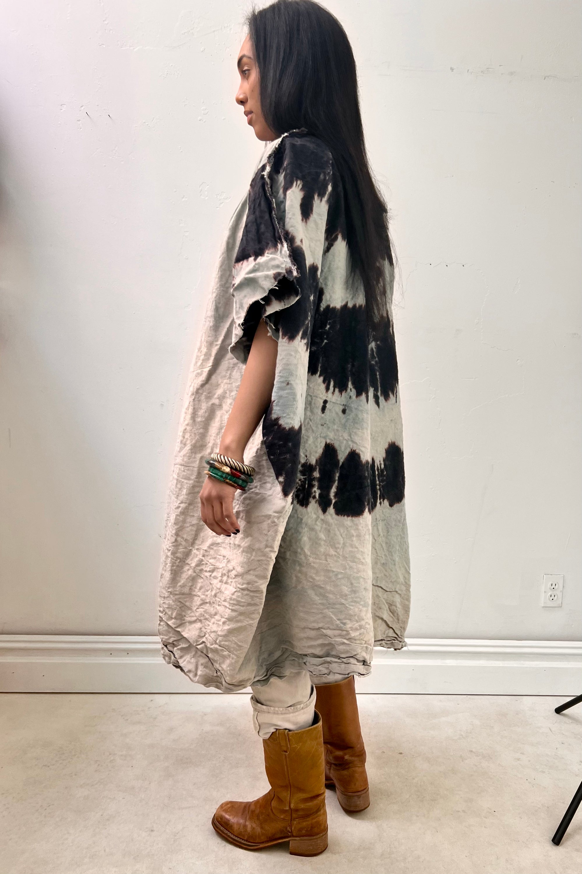 Anna Corinna Reworked Vintage Tie Dye Linen Duster