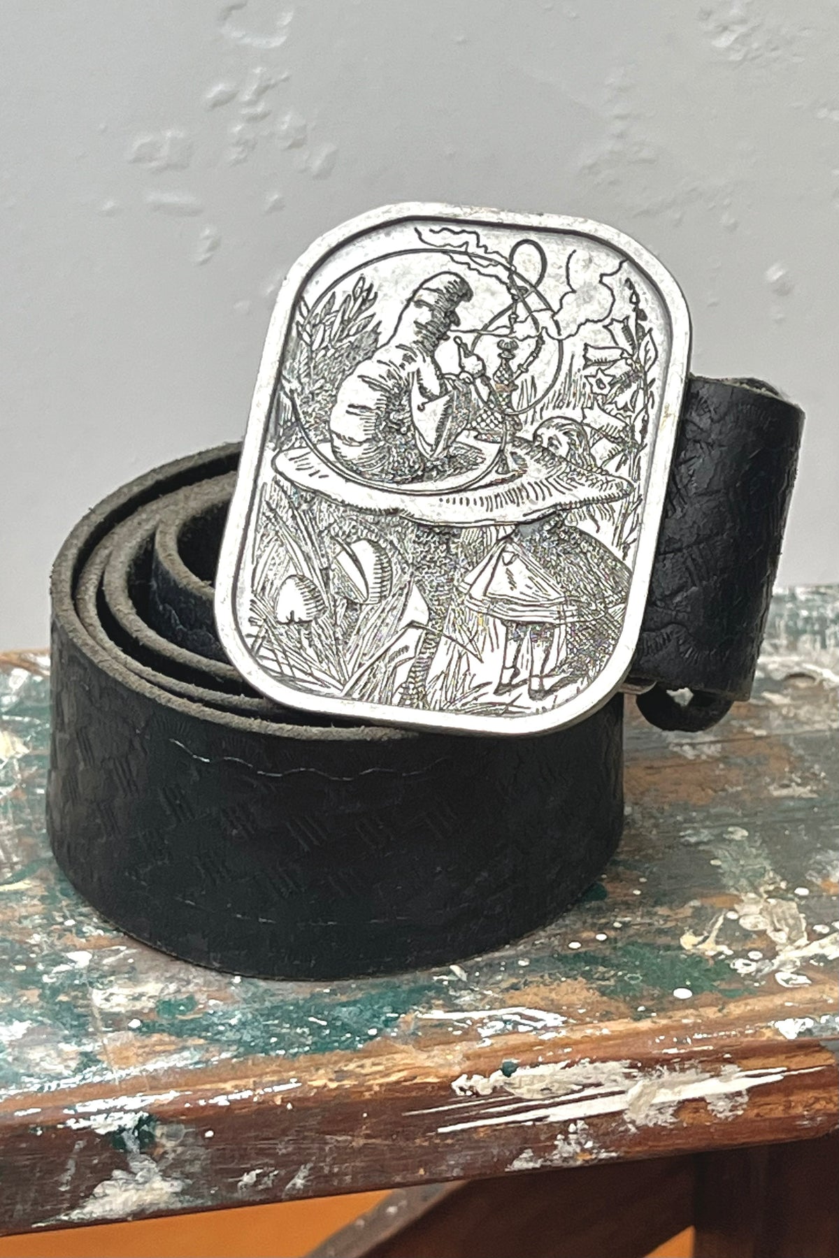 Alice in Wonderland Leather 1974 Belt and Buckle