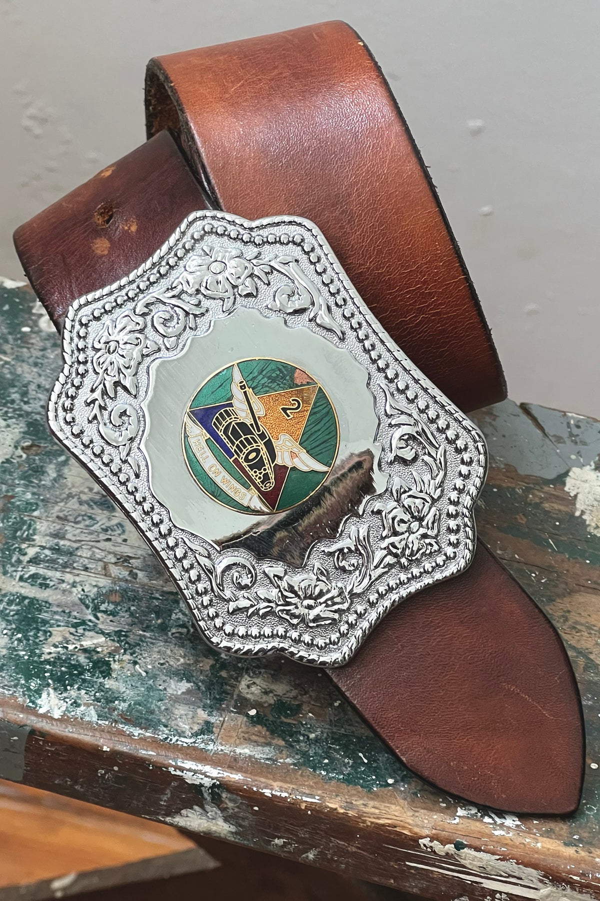 Hell On Wheels Leather 70s Belt and Buckle