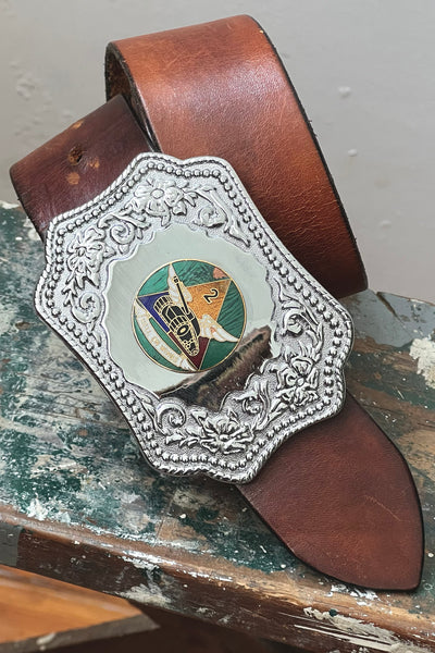Hell On Wheels Leather 70s Belt and Buckle