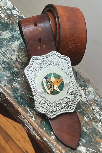 Hell On Wheels Leather 70s Belt and Buckle