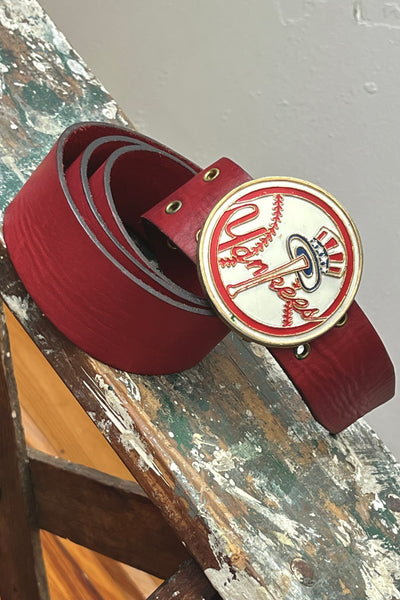 Yankees Leather 70s Belt and Buckle