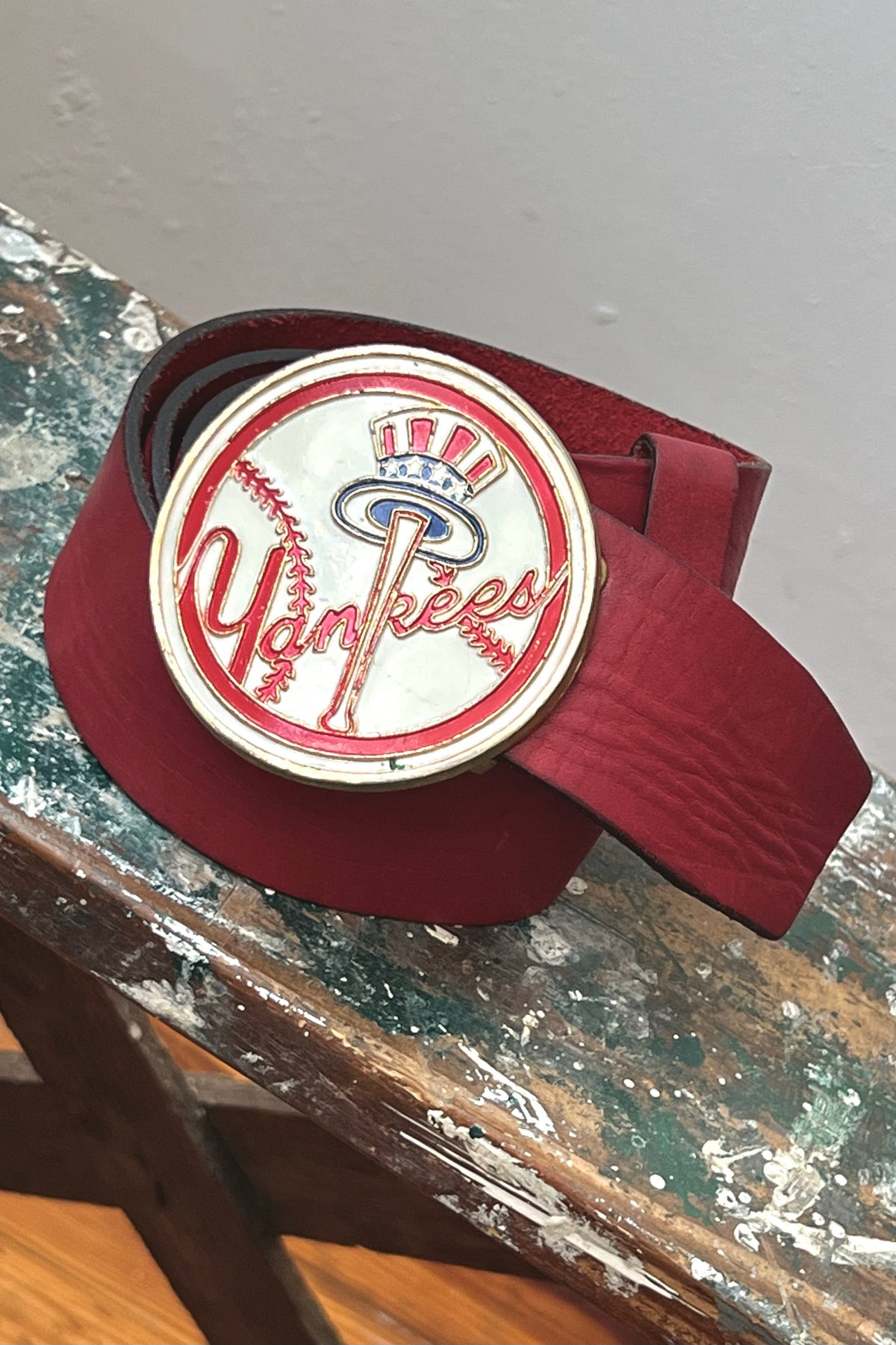 Yankees Leather 70s Belt and Buckle
