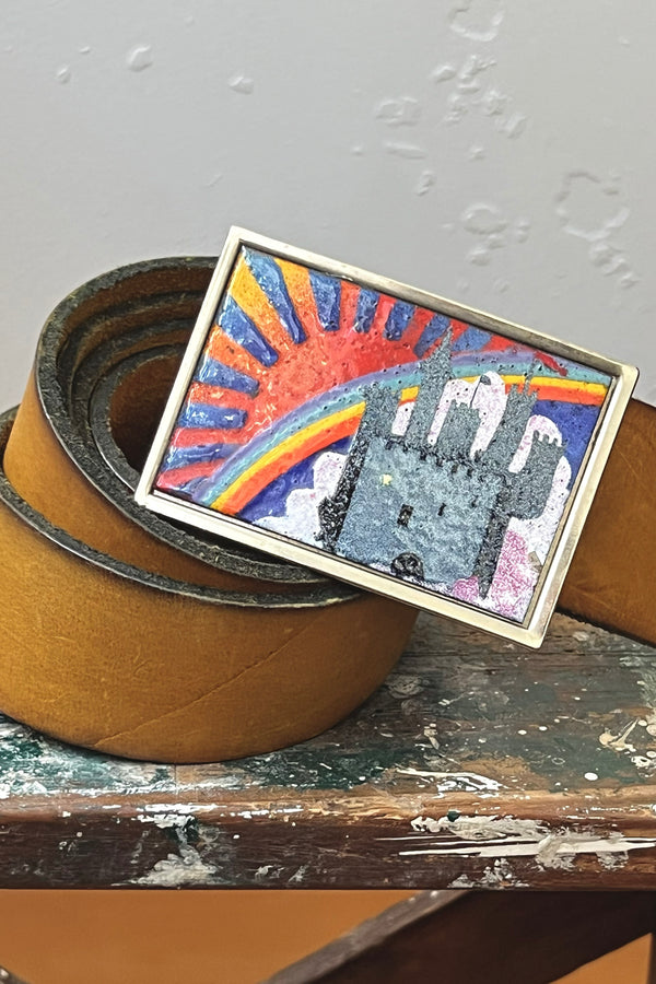 Castle Enamel 70s Belt and Buckle