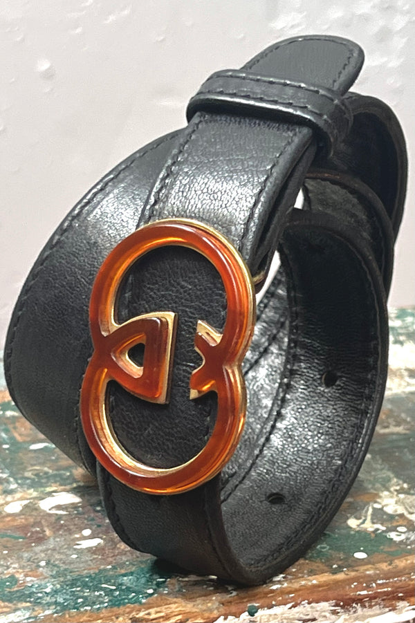 Gucci Leather 80s Belt and Logo Buckle