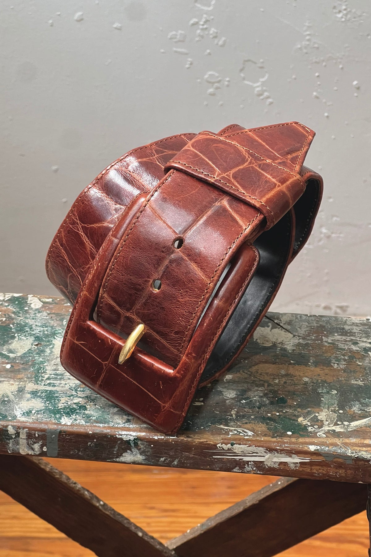 Maxi Belt Embossed Croco Leather 80s and Buckle