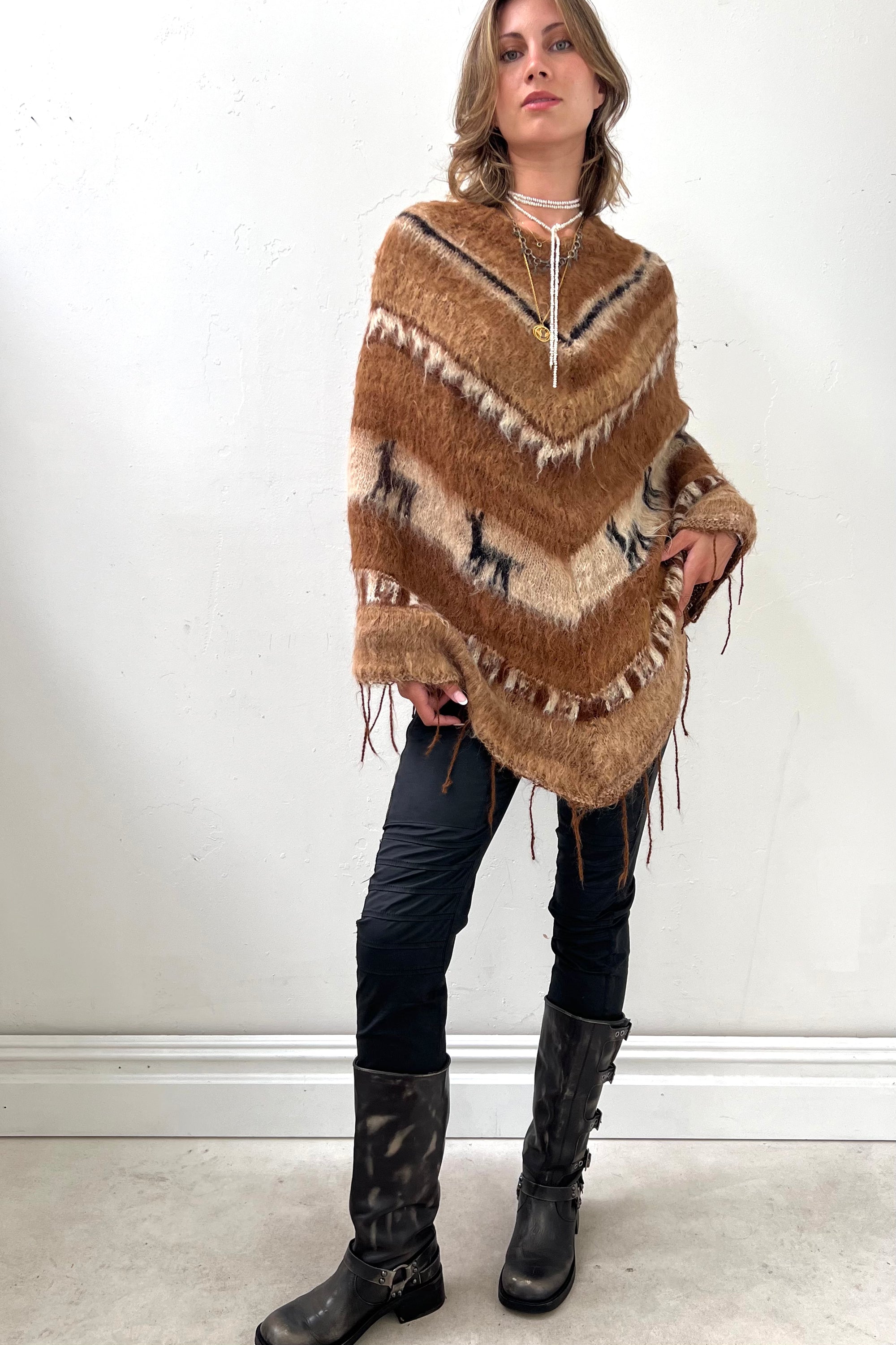 Vintage Alpaca Wool Poncho Selected by Anna Corinna