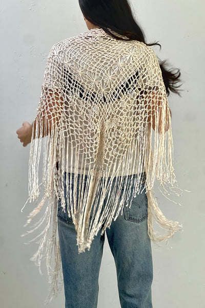 Vintage Silk Hand Crocheted Shawl, view 2