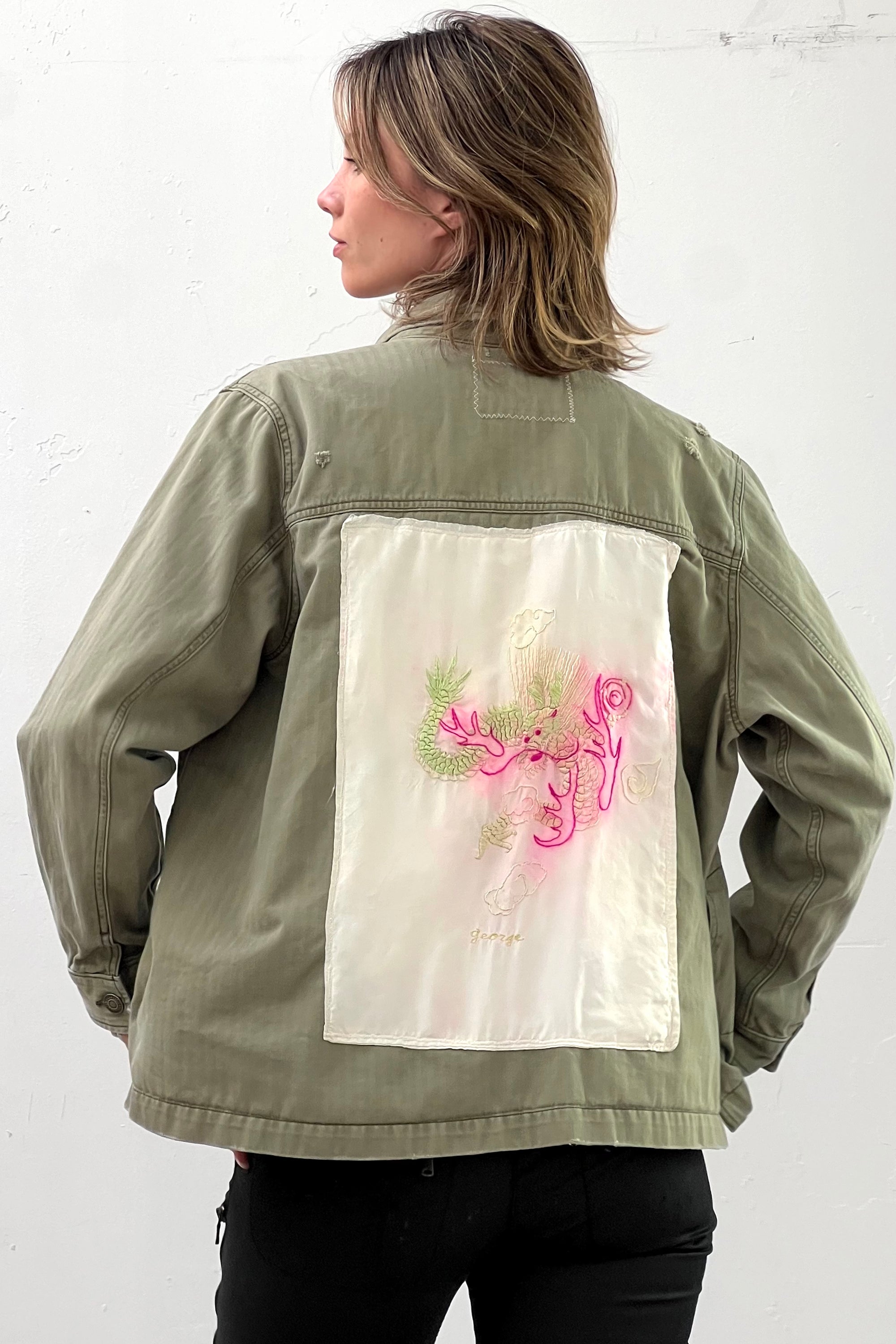 Anna Corinna Reworked Vintage Dragon Patch Jacket