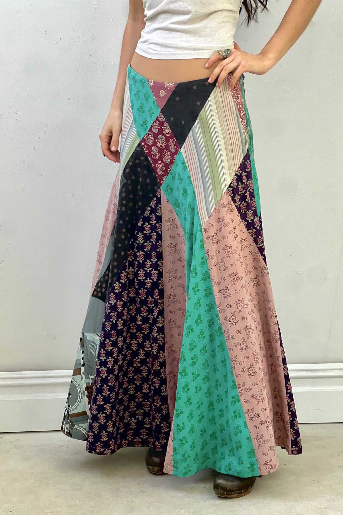 Vintage Blockprint Patchwork Skirt