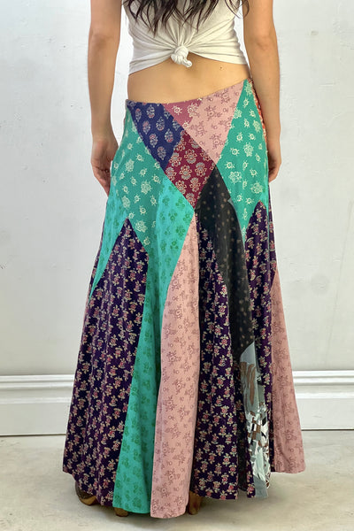 Vintage Blockprint Patchwork Skirt, view 2