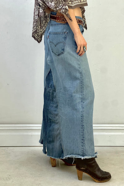 Vintage Reworked Levi's Jean Skirt, view 4