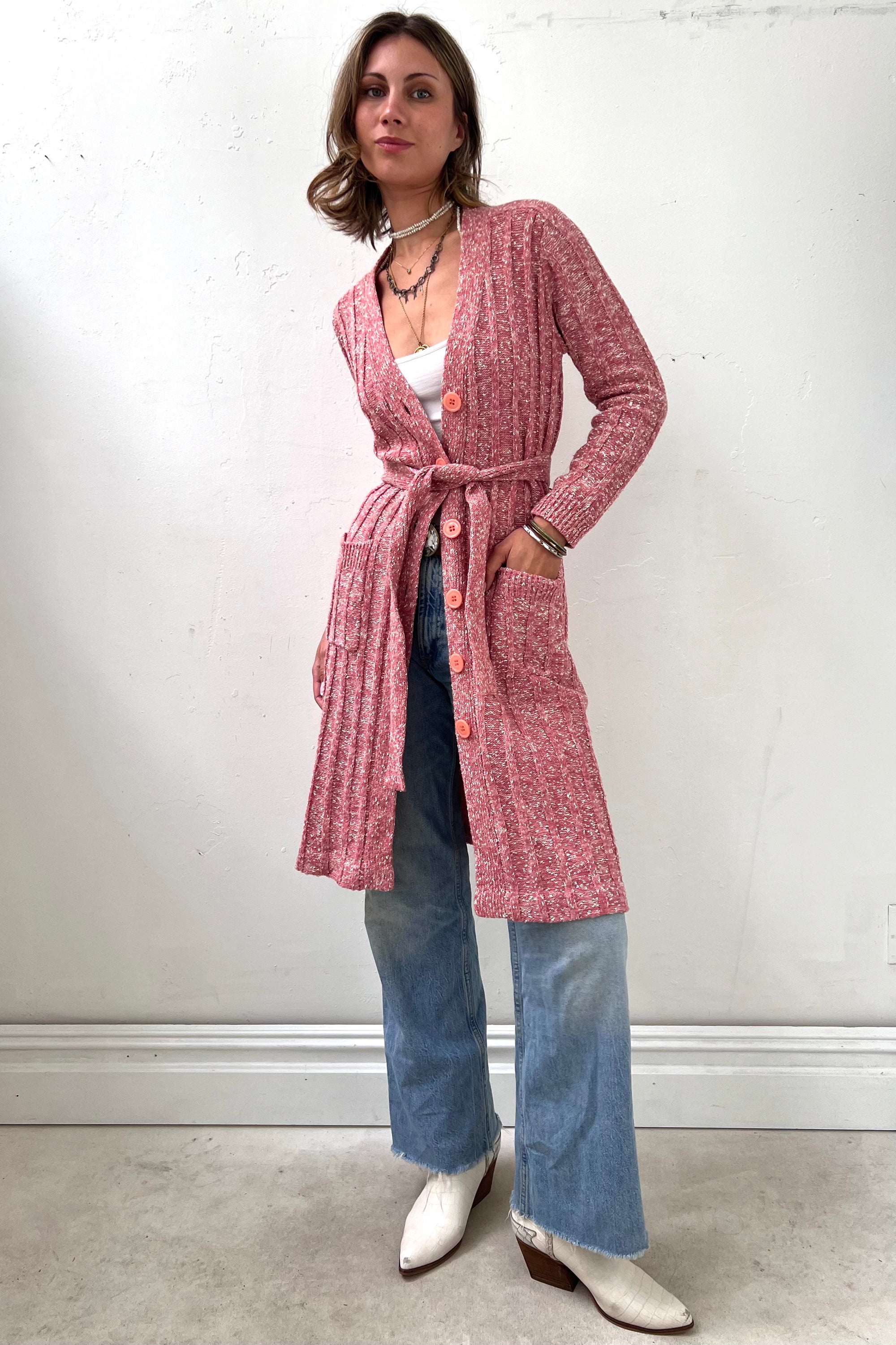 Vintage Belted and Buttoned Cardigan Selected by Anna Corinna