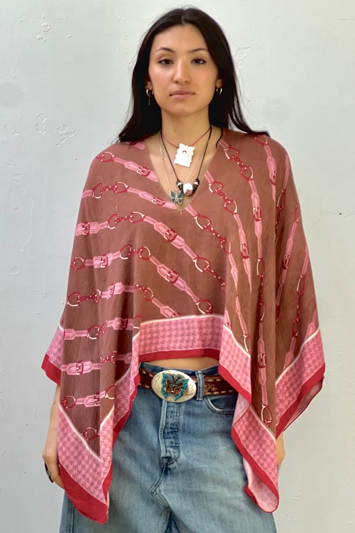 Equestrian 60s Poncho Top Reworked Vintage