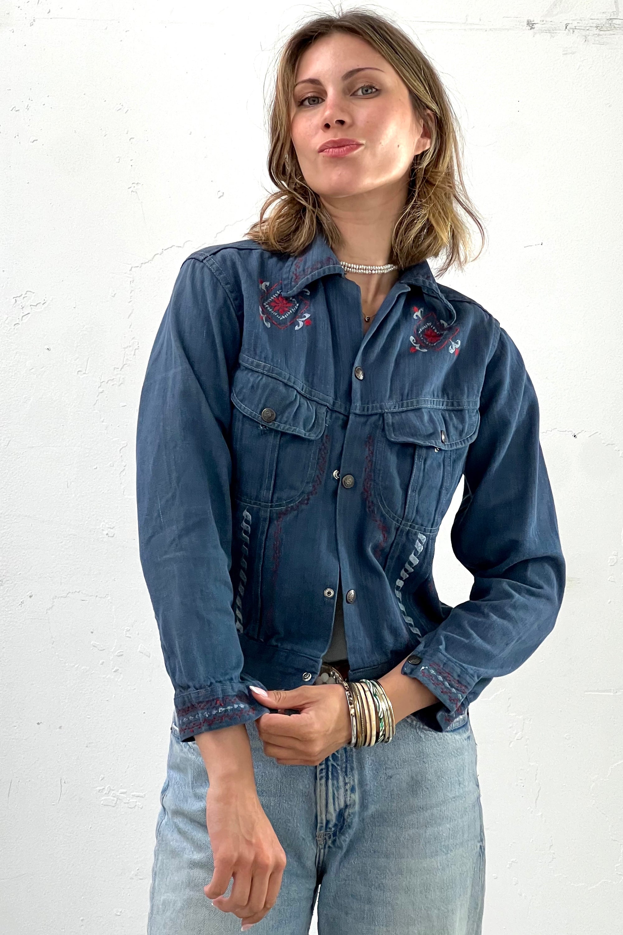 Vintage Embroidered Jean Jacket Selected by Anna Corinna