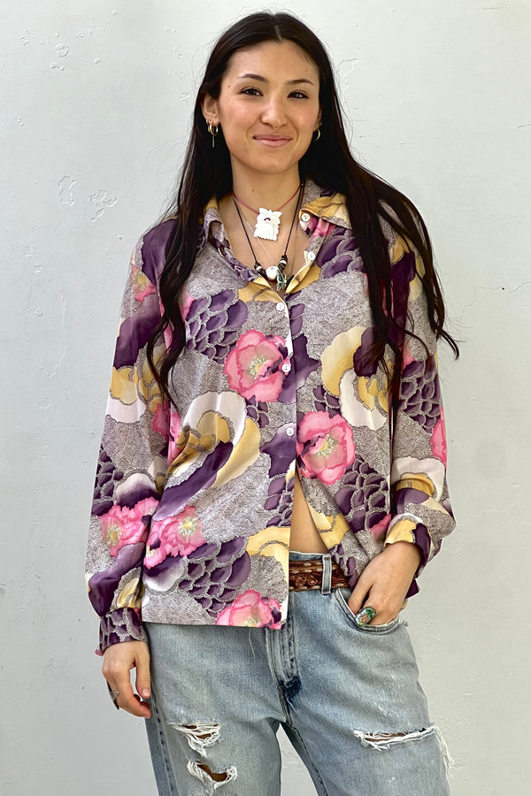 Vintage Flowers Printed Button Down